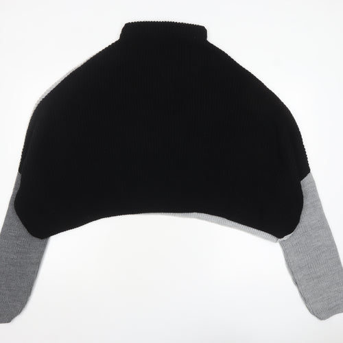 PrettyLittleThing Women Grey Black Knit Cropped Shrug Jumper M