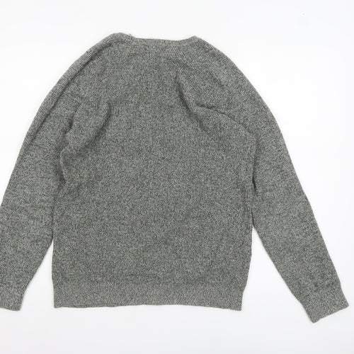 Zara Man Men's Grey Cotton Knit Crew Neck Jumper Size M