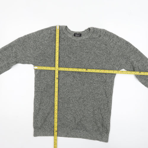 Zara Man Men's Grey Cotton Knit Crew Neck Jumper Size M