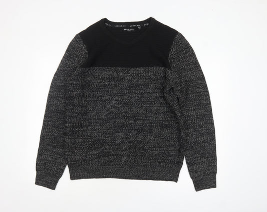 Brave Soul Men's Black Knit Crew Neck Jumper Size L