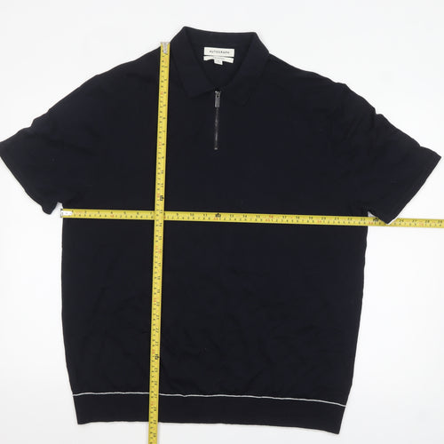 Marks and Spencer Autograph Men's Black Silk Cotton 2XL Zip Polo