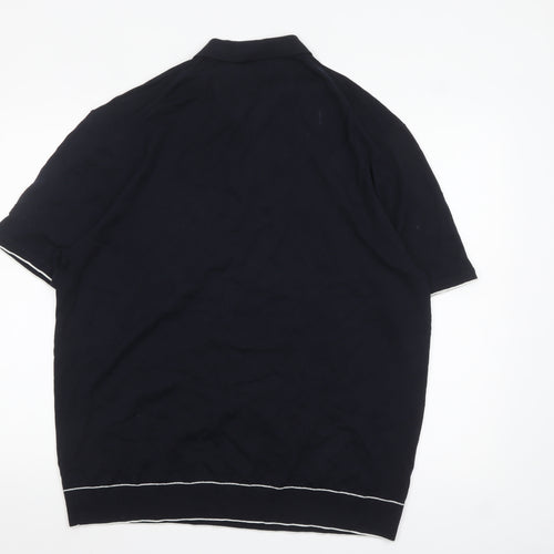 Marks and Spencer Autograph Men's Black Silk Cotton 2XL Zip Polo