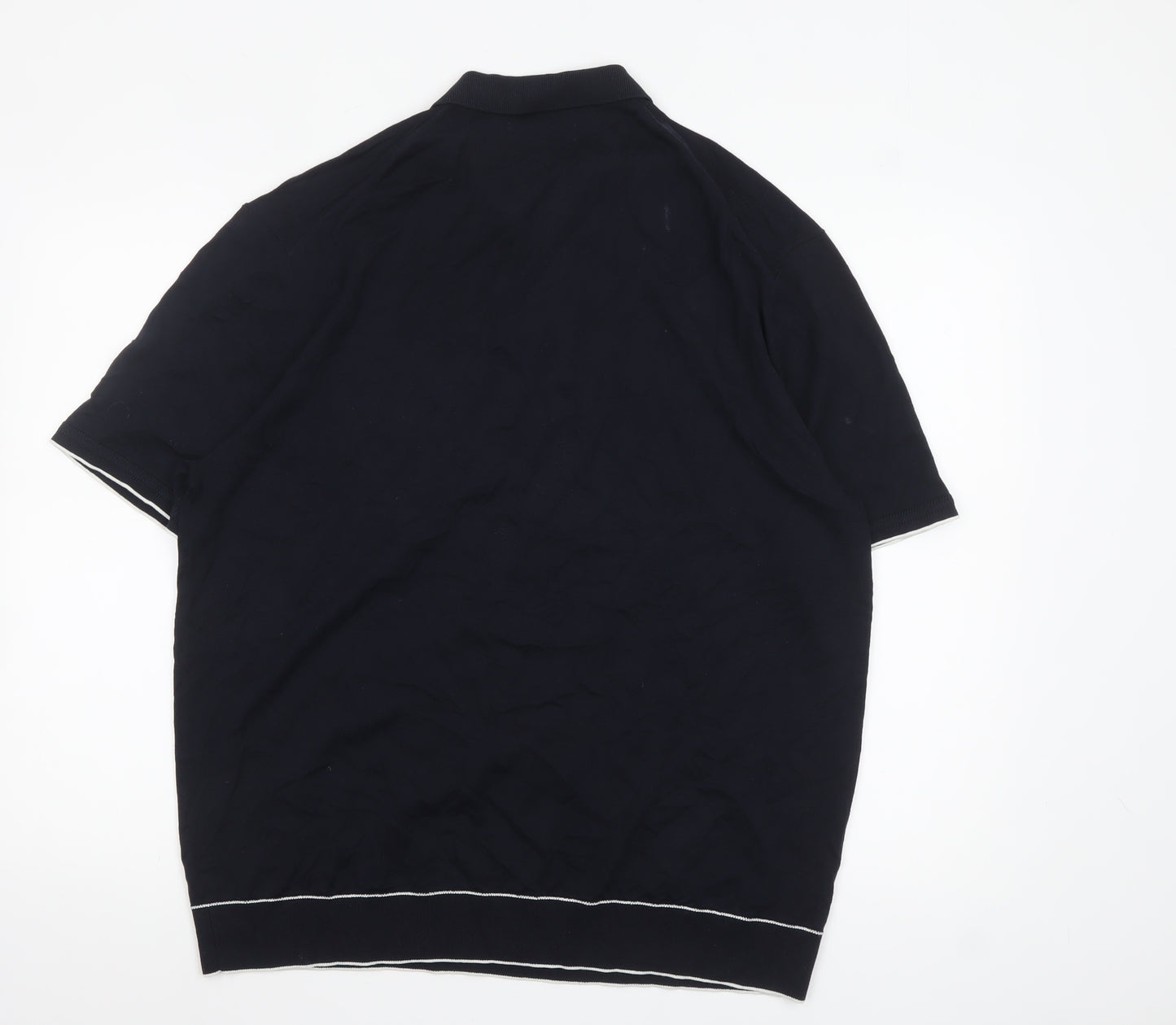 Marks and Spencer Autograph Men's Black Silk Cotton 2XL Zip Polo