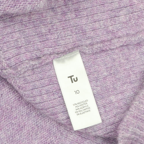 Tu Women’s Purple Roll Neck Sleeveless Knit Jumper Size 10