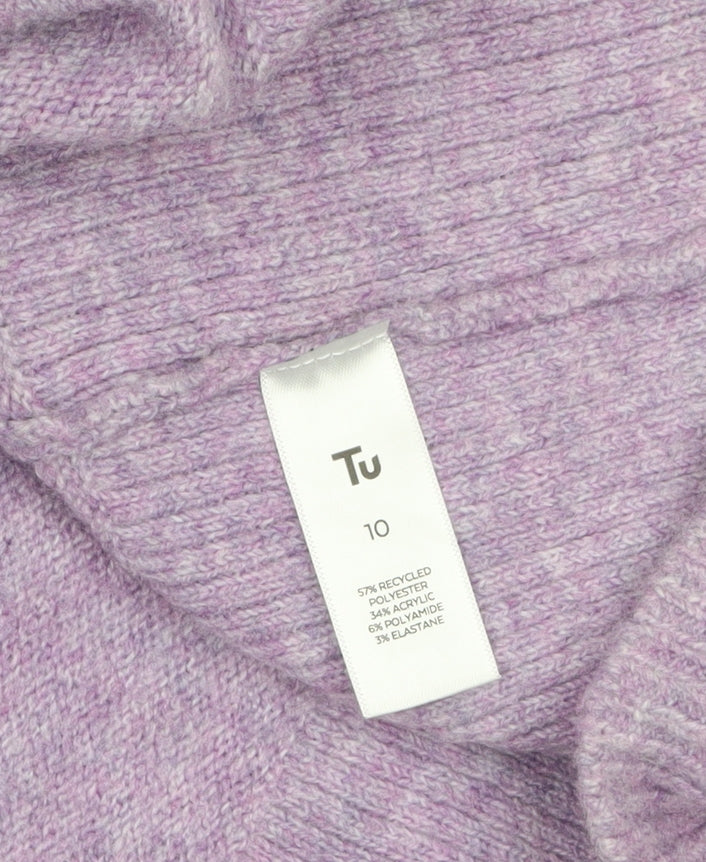Tu Women’s Purple Roll Neck Sleeveless Knit Jumper Size 10