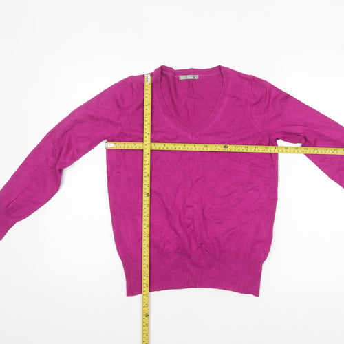 Marks and Spencer Women's Purple V-Neck Long Sleeve Jumper Size 12