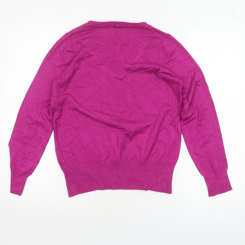 Marks and Spencer Women's Purple V-Neck Long Sleeve Jumper Size 12