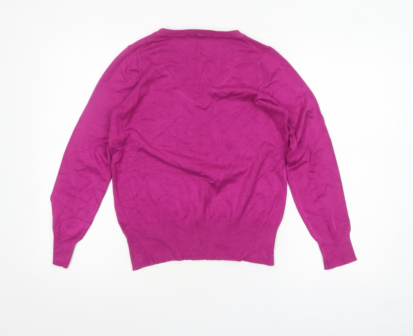 Marks and Spencer Women's Purple V-Neck Long Sleeve Jumper Size 12