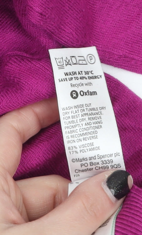 Marks and Spencer Women's Purple V-Neck Long Sleeve Jumper Size 12