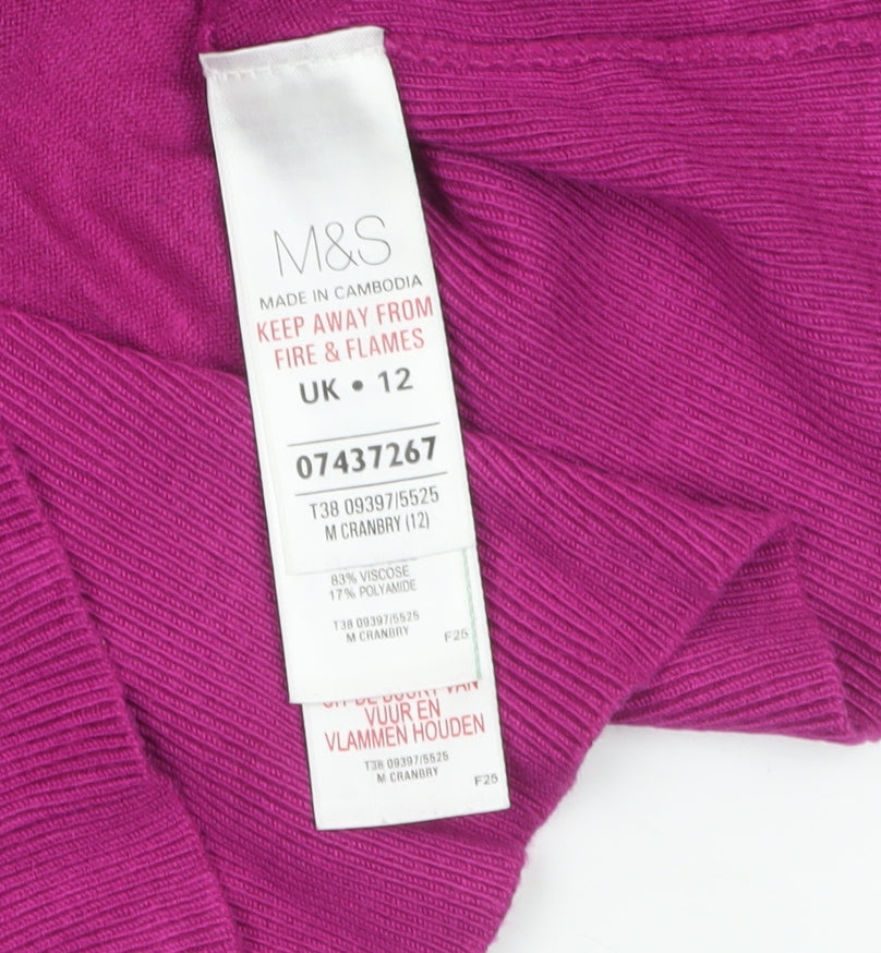 Marks and Spencer Women's Purple V-Neck Long Sleeve Jumper Size 12