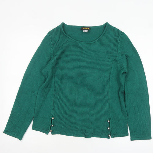 Ambria Women's Green Size 12 Pullover Jumper Knit Acrylic Long Sleeve