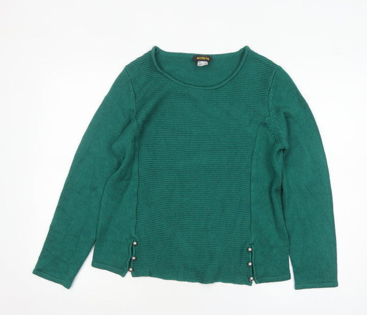 Ambria Women's Green Size 12 Pullover Jumper Knit Acrylic Long Sleeve