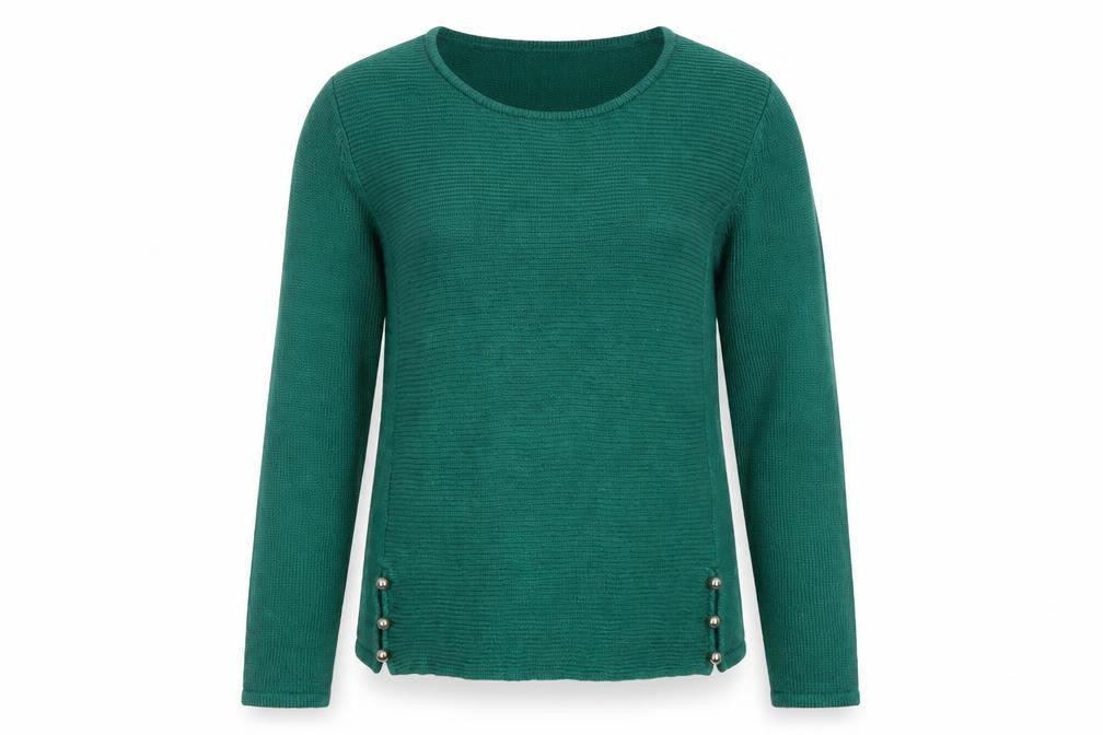 Front view of Ambria Women's Green, size 12, jumper Knit Acrylic Long Sleeve