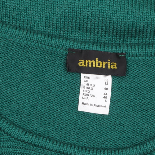 Ambria Women's Green Size 12 Pullover Jumper Knit Acrylic Long Sleeve