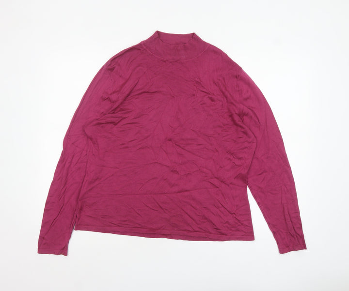 Country Casuals Women's Pink Mock Neck Long Sleeve Jumper L+