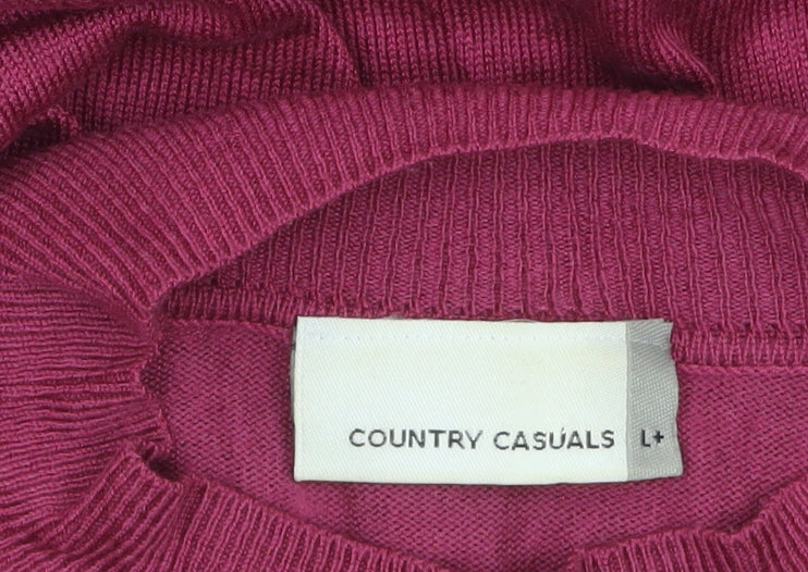Country Casuals Women's Pink Mock Neck Long Sleeve Jumper L+