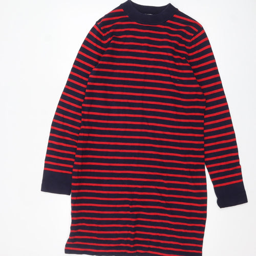 Gap Women’s Navy Red Striped T-Shirt Dress L Long Sleeve Casual