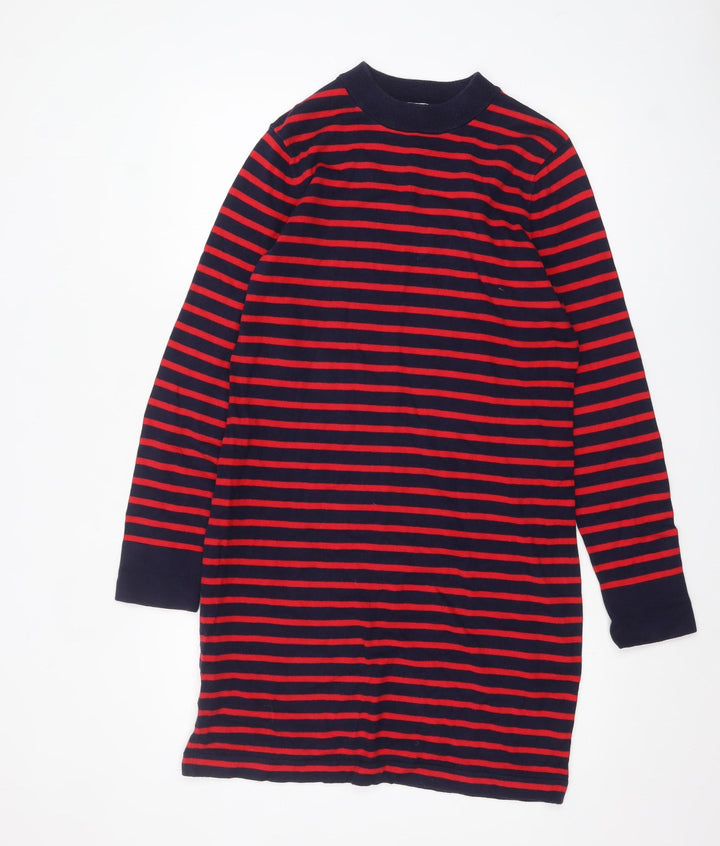 Gap Women’s Navy Red Striped T-Shirt Dress L Long Sleeve Casual