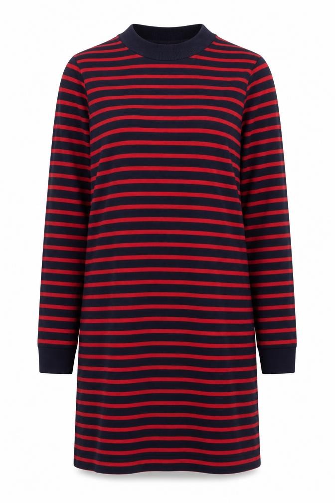 Gap Women’s Navy Red Striped T-Shirt Dress L Long Sleeve Casual