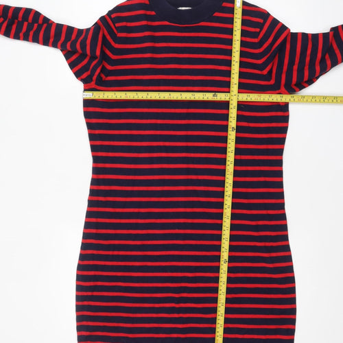 Gap Women’s Navy Red Striped T-Shirt Dress L Long Sleeve Casual