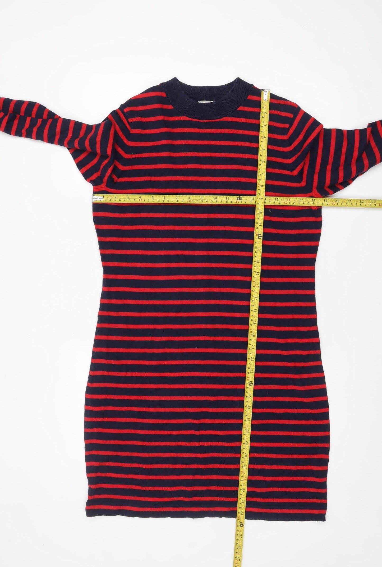 Gap Women’s Navy Red Striped T-Shirt Dress L Long Sleeve Casual