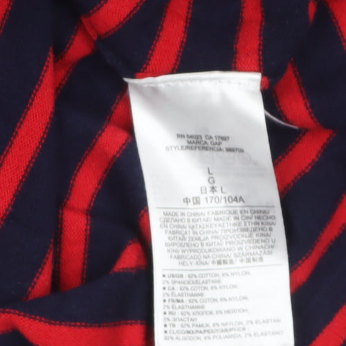 Gap Women’s Navy Red Striped T-Shirt Dress L Long Sleeve Casual