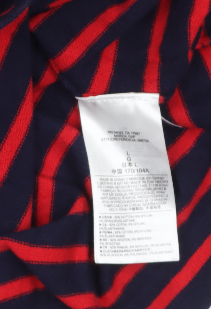 Gap Women’s Navy Red Striped T-Shirt Dress L Long Sleeve Casual
