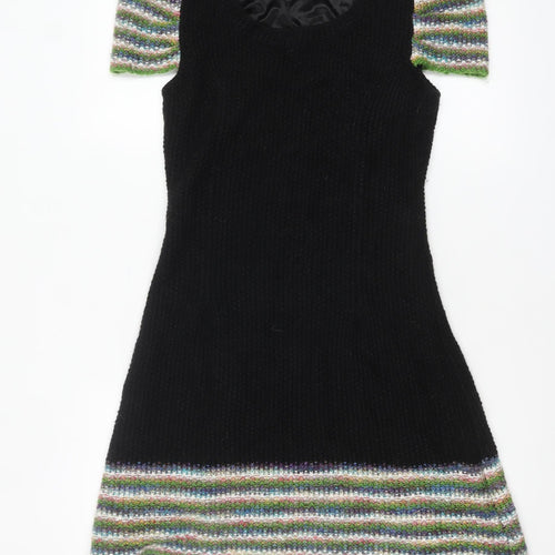 Apricot Women’s Black Jumper Dress L Knit Short Sleeve Stretch
