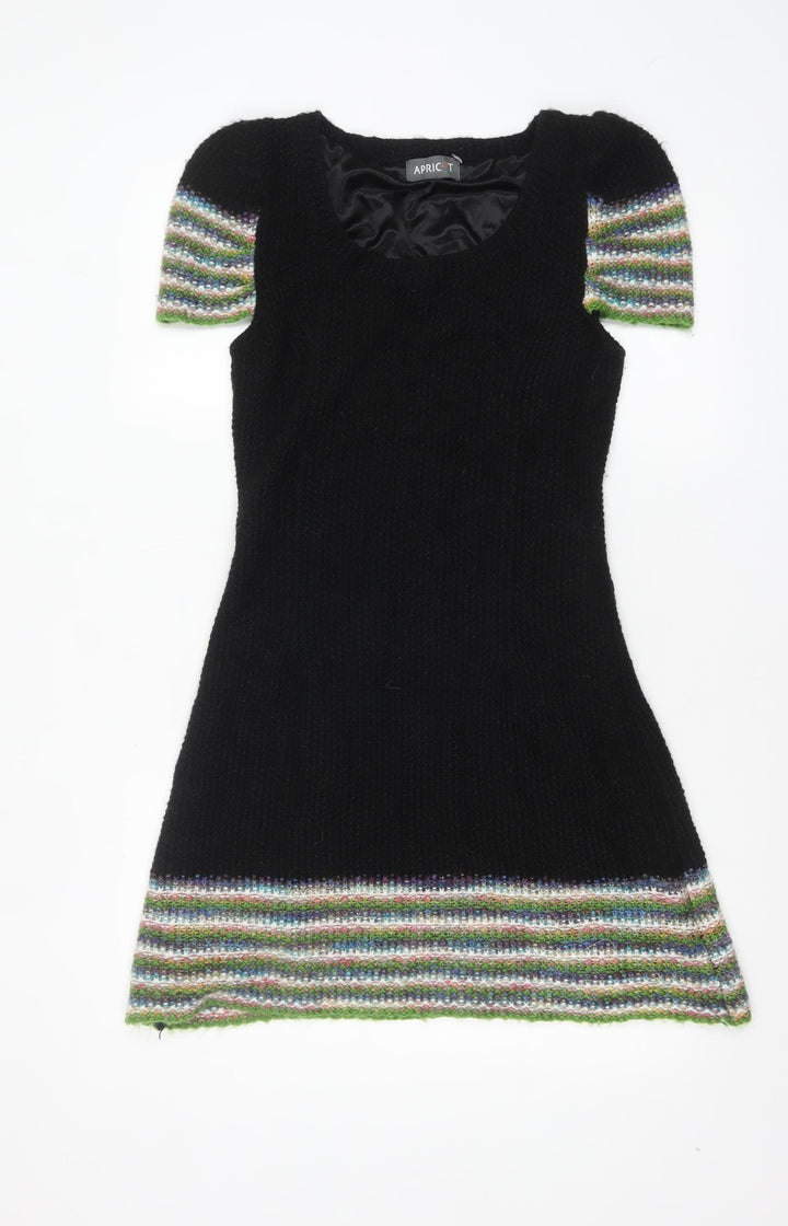 Apricot Women’s Black Jumper Dress L Knit Short Sleeve Stretch