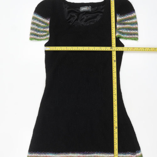 Apricot Women’s Black Jumper Dress L Knit Short Sleeve Stretch