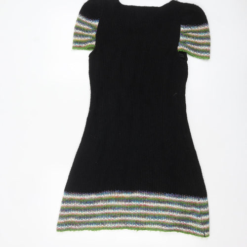 Apricot Women’s Black Jumper Dress L Knit Short Sleeve Stretch