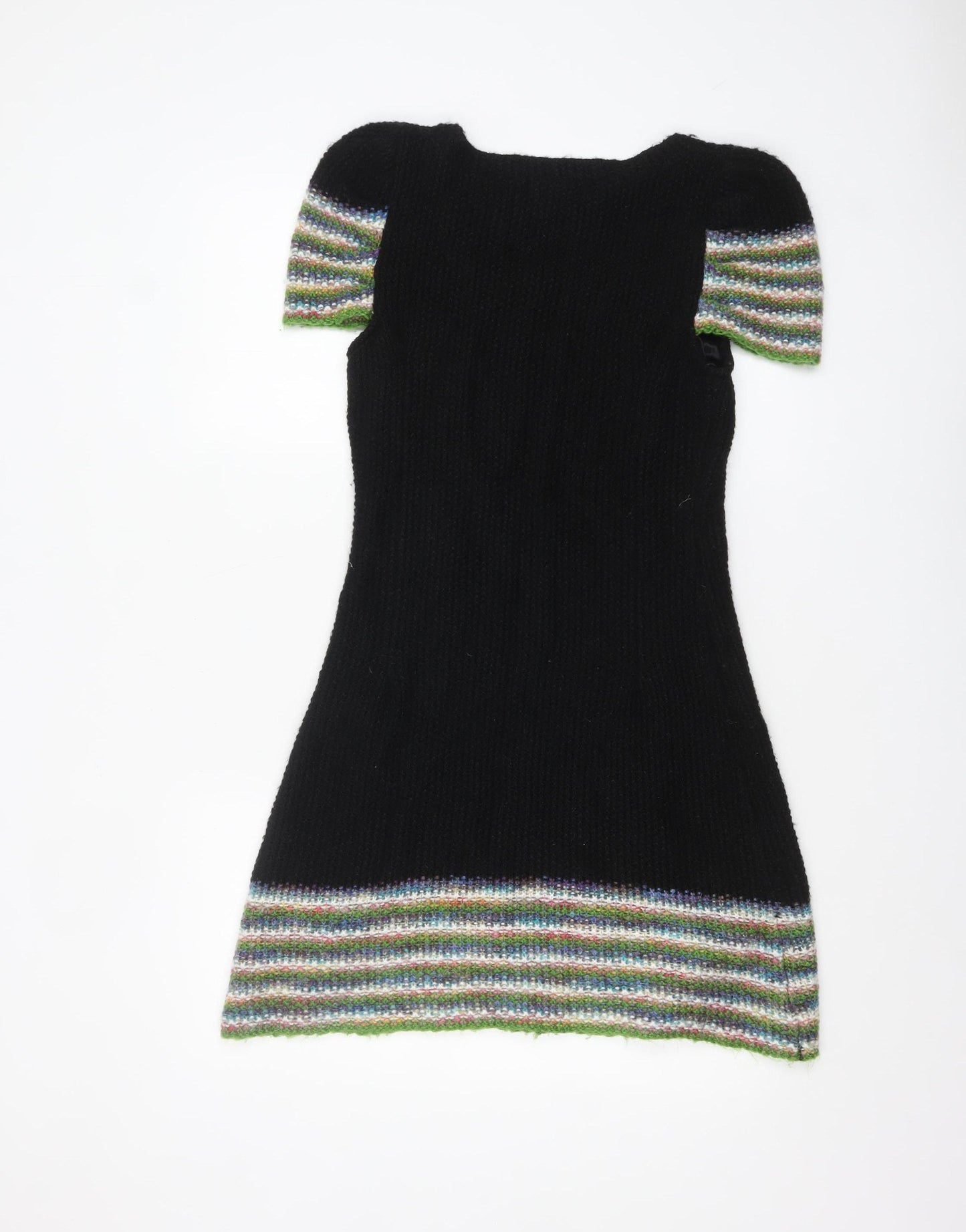 Apricot Women’s Black Jumper Dress L Knit Short Sleeve Stretch