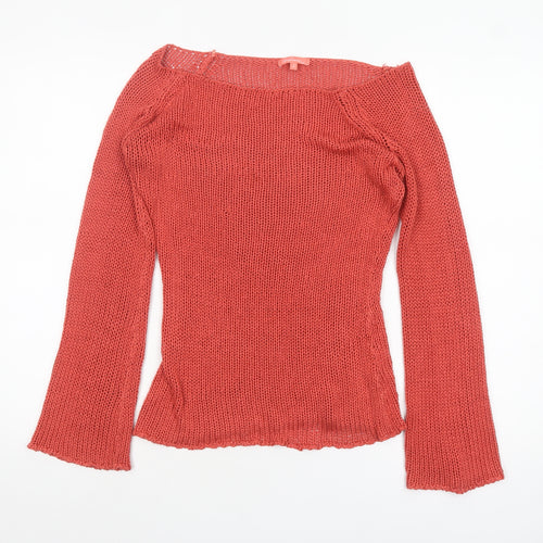 Stradivarius Women’s Red Knit Boat Neck Pullover Jumper Size L