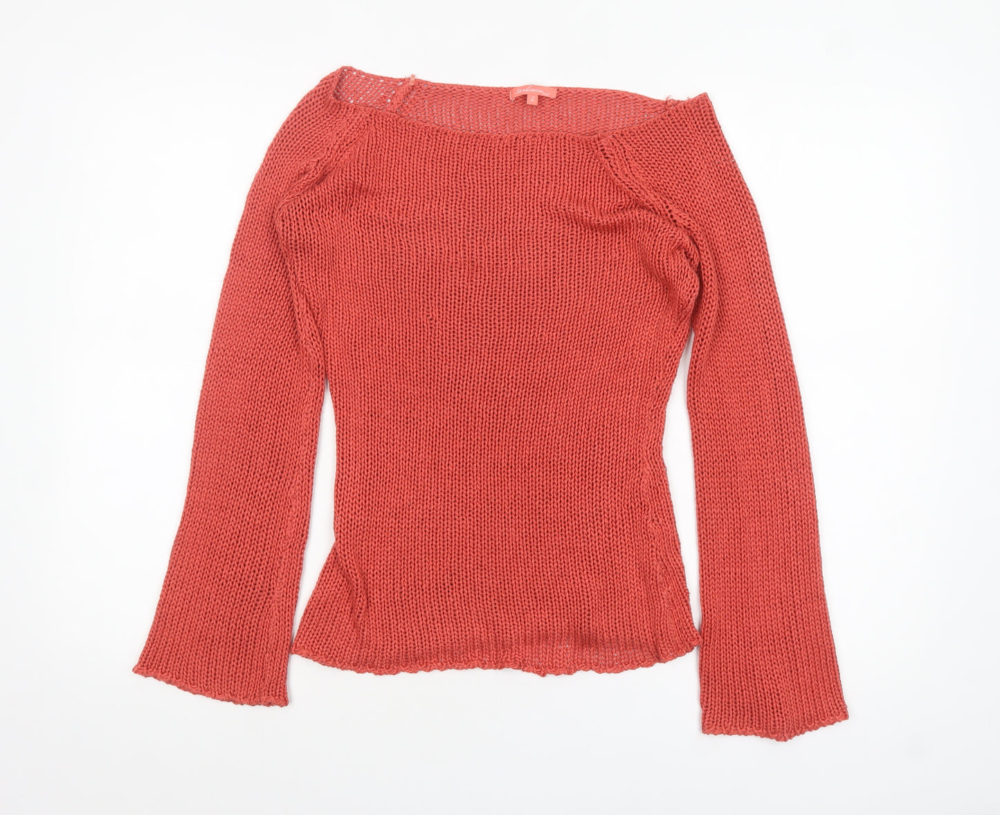 Stradivarius Women’s Red Knit Boat Neck Pullover Jumper Size L