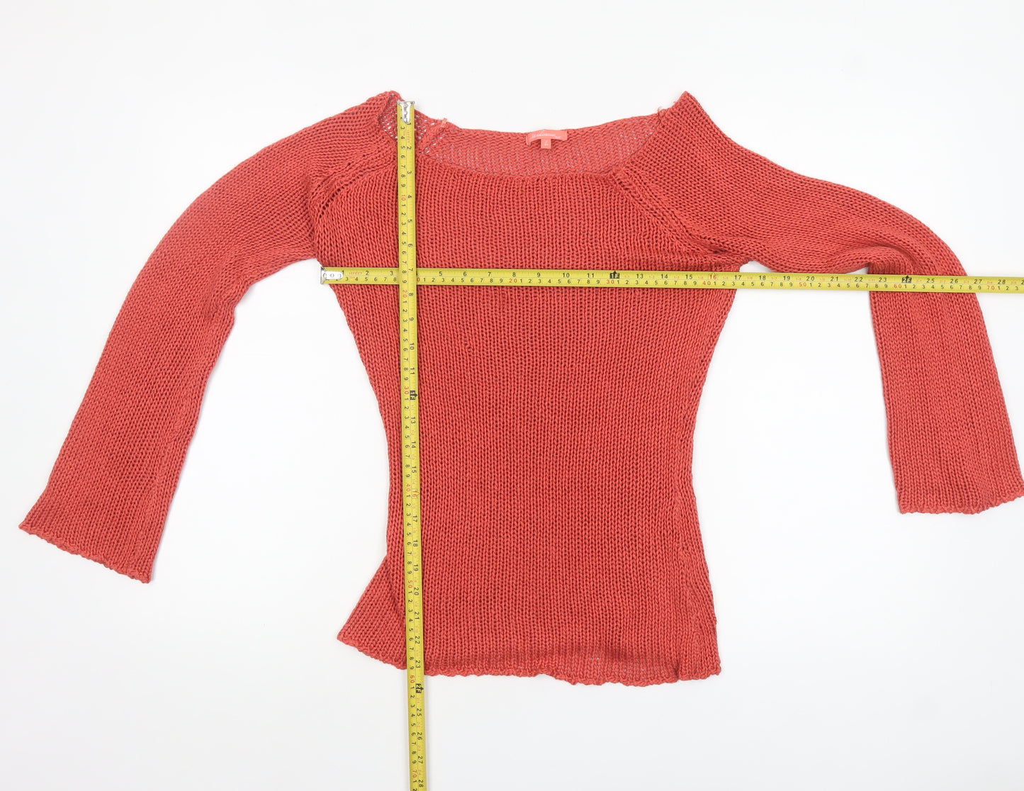 Stradivarius Women’s Red Knit Boat Neck Pullover Jumper Size L