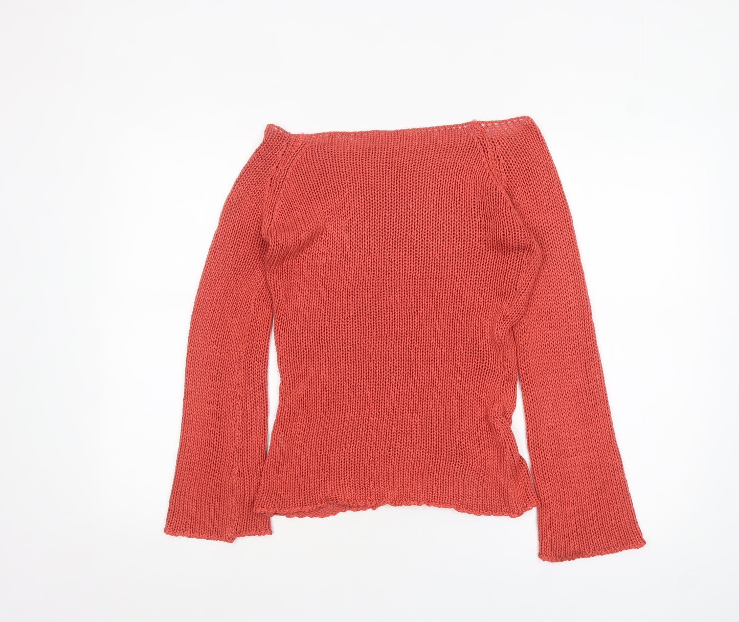 Stradivarius Women’s Red Knit Boat Neck Pullover Jumper Size L