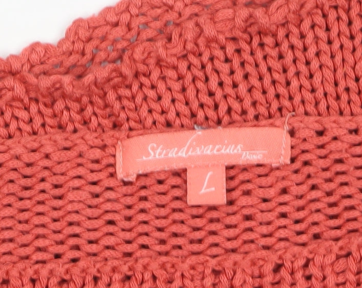 Stradivarius Women’s Red Knit Boat Neck Pullover Jumper Size L
