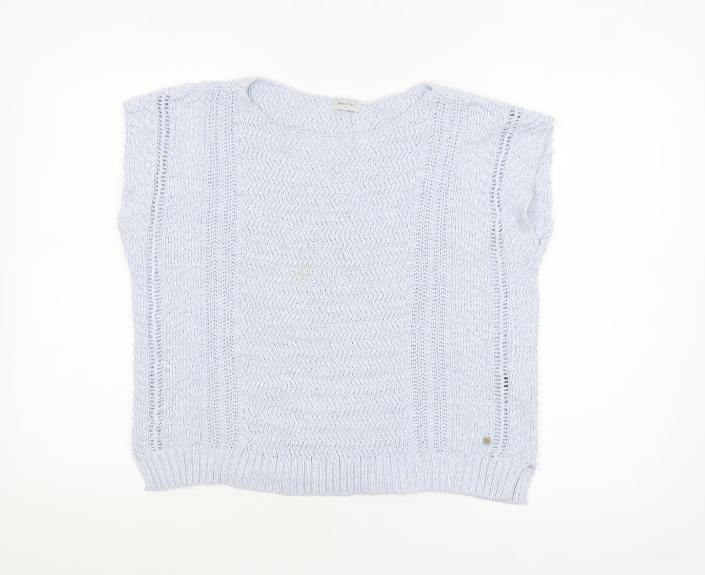 Bella di Notte Women's Blue Knitted Sleeveless Cotton Blend Top Size 12