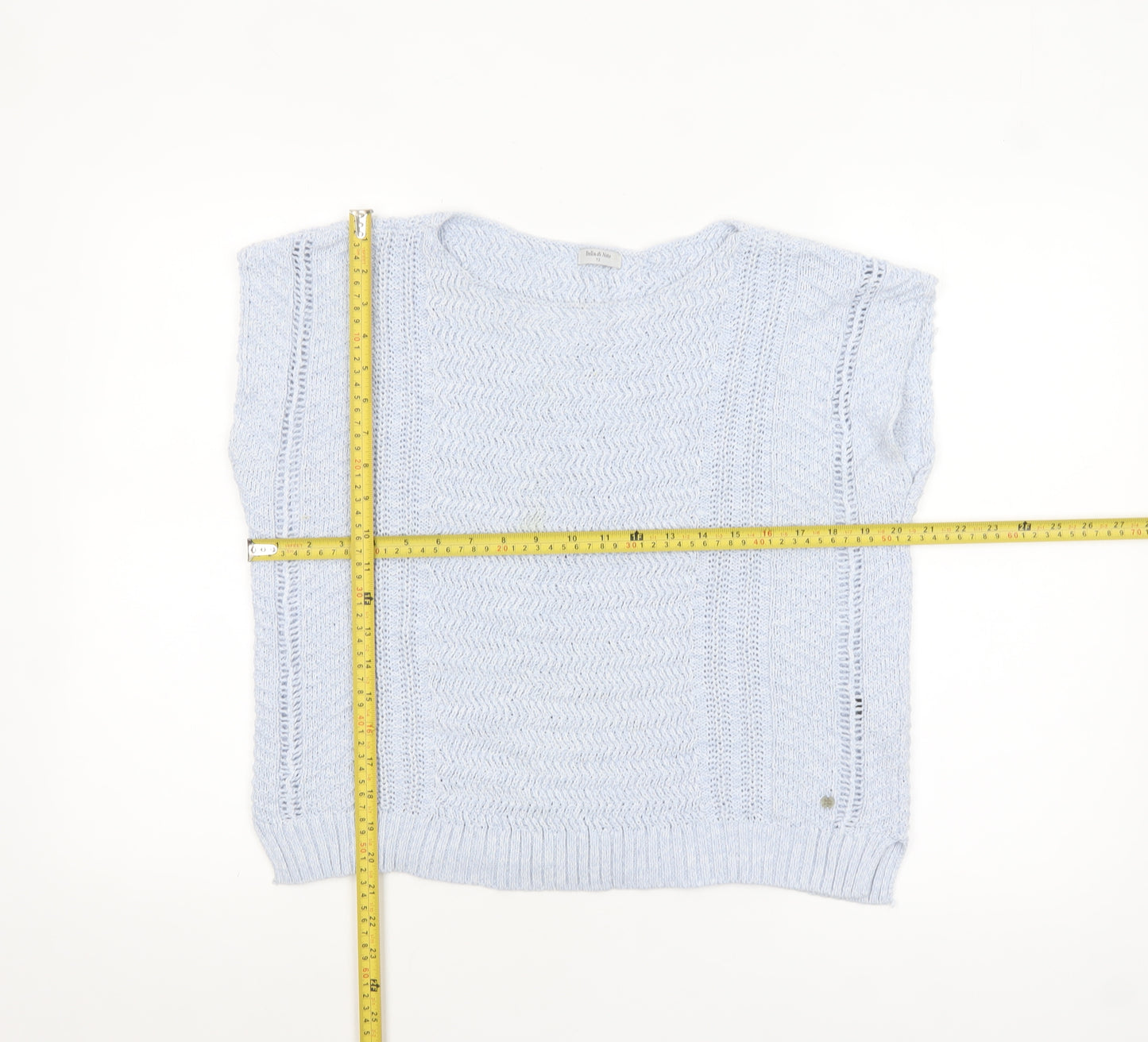 Bella di Notte Women's Blue Knitted Sleeveless Cotton Blend Top Size 12