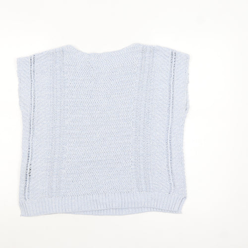 Bella di Notte Women's Blue Knitted Sleeveless Cotton Blend Top Size 12