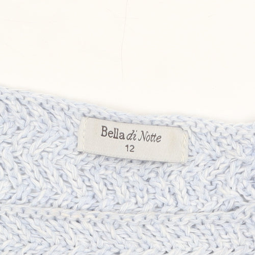 Bella di Notte Women's Blue Knitted Sleeveless Cotton Blend Top Size 12