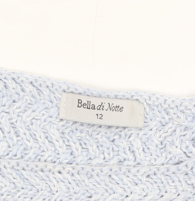 Bella di Notte Women's Blue Knitted Sleeveless Cotton Blend Top Size 12