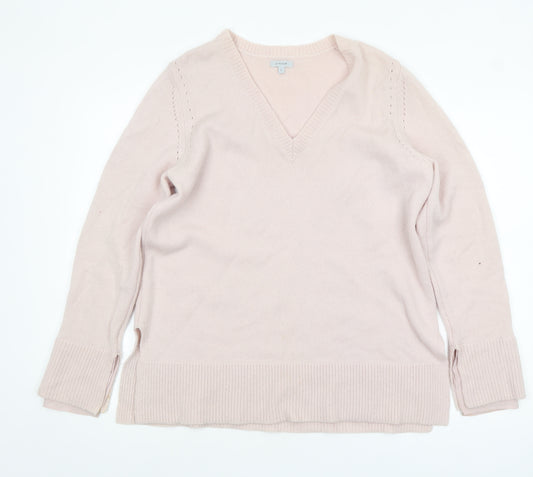 Jigsaw Women’s Pink Wool Cashmere V-Neck Long Sleeve Jumper L