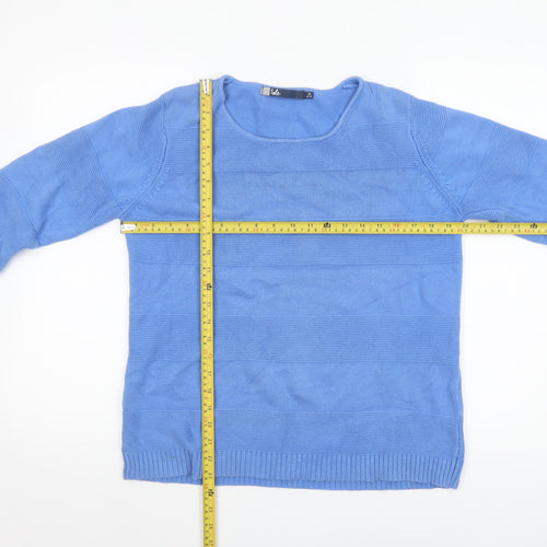Isle Women Blue Cotton 3/4 Sleeve Pullover Jumper Size 14-16
