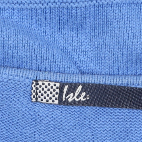Isle Women Blue Cotton 3/4 Sleeve Pullover Jumper Size 14-16