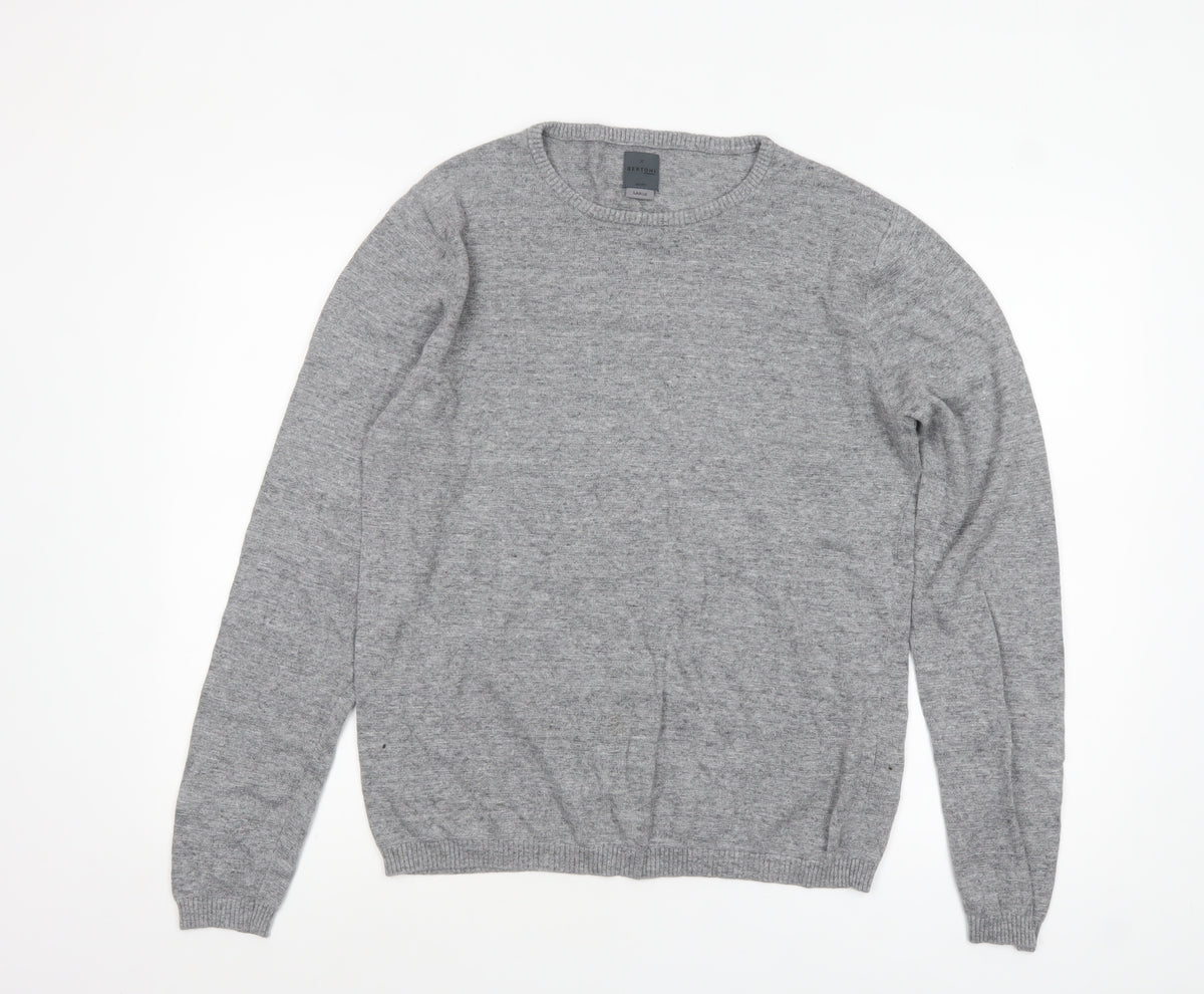 Back view of Bertoni of Denmark Men's Grey Knit jumper, size L
