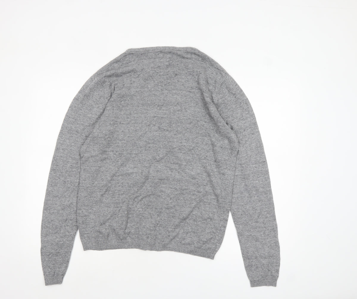 Brand and care label for Bertoni of Denmark Men's Grey Knit jumper, size L