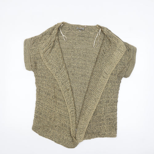 Marks and Spencer Per Una Women Beige Open Knit Cardigan L Metallic Blend