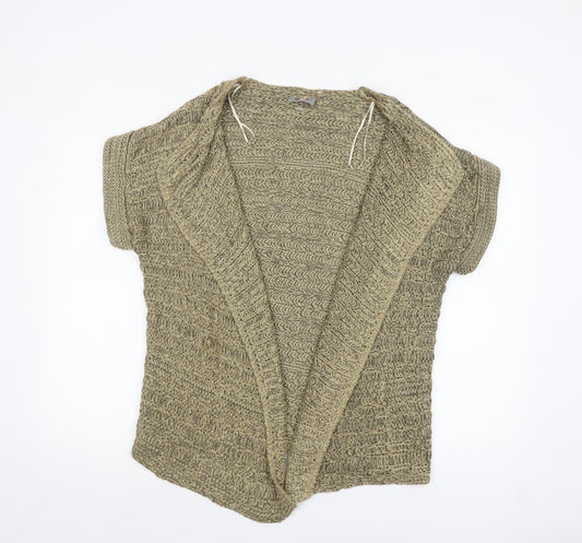 Marks and Spencer Per Una Women Beige Open Knit Cardigan L Metallic Blend