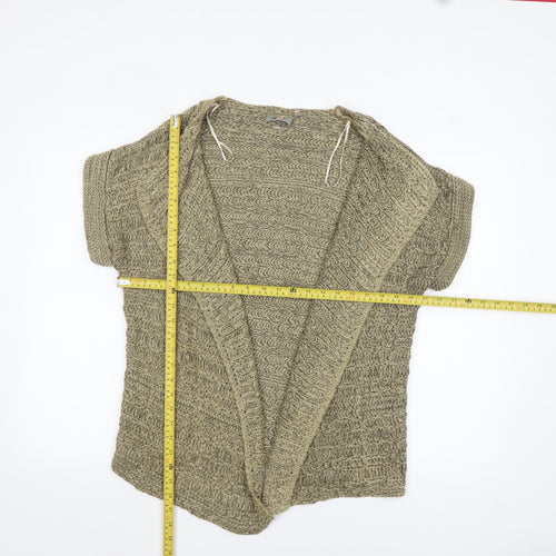 Marks and Spencer Per Una Women Beige Open Knit Cardigan L Metallic Blend